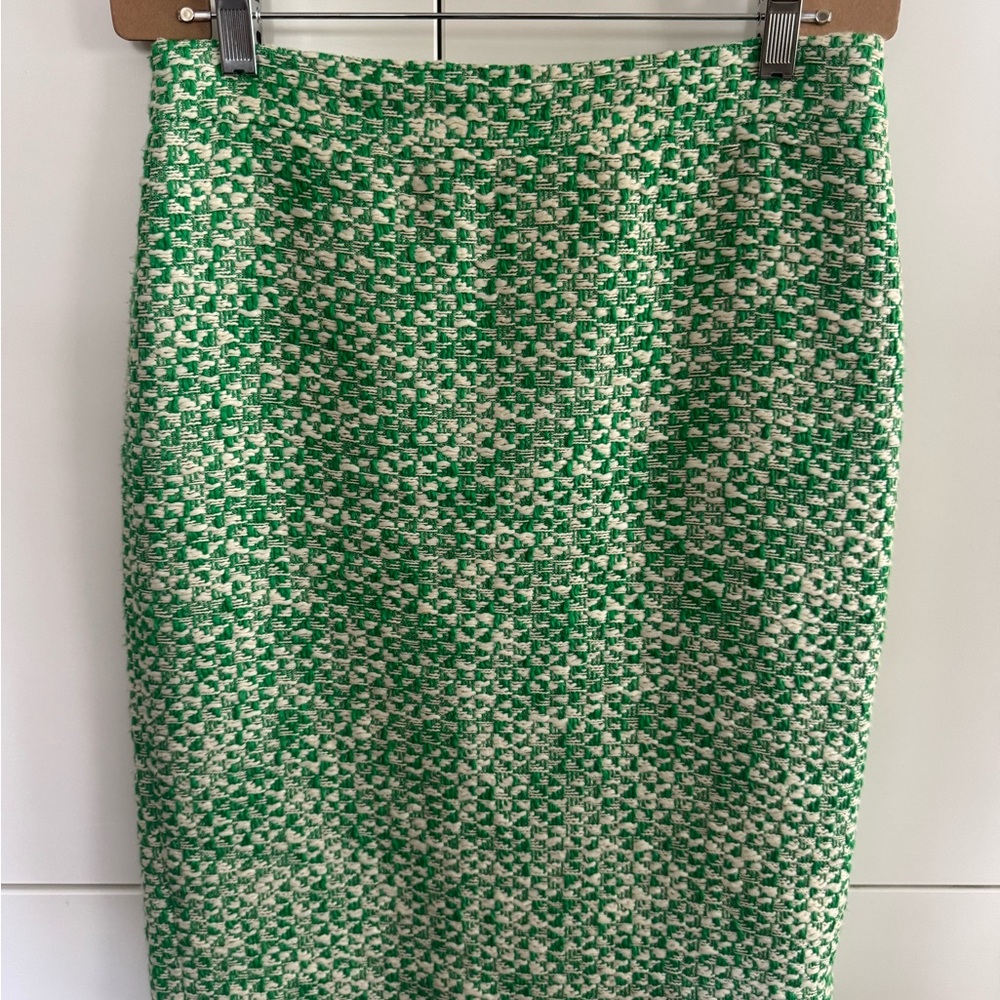 J.Crew Green and Cream Pencil Skirt